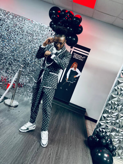 Dark grey LV Print suit