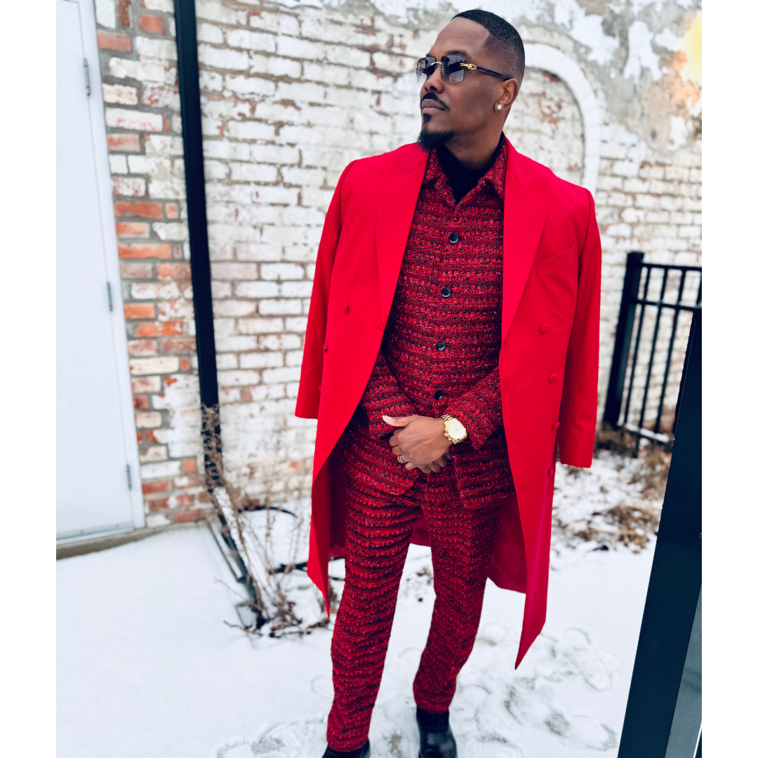 Red and black Tweed 2-piece suit