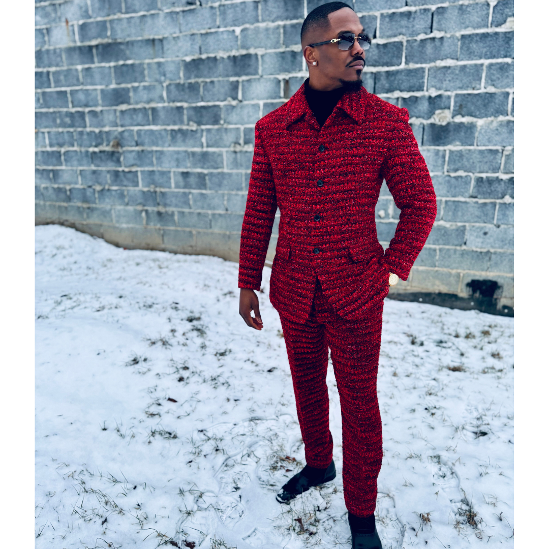 Red and black Tweed 2-piece suit
