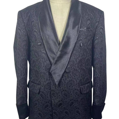 BLACK JACQUARD SUIT W/ ROPE AND EMBELLISHMENTS