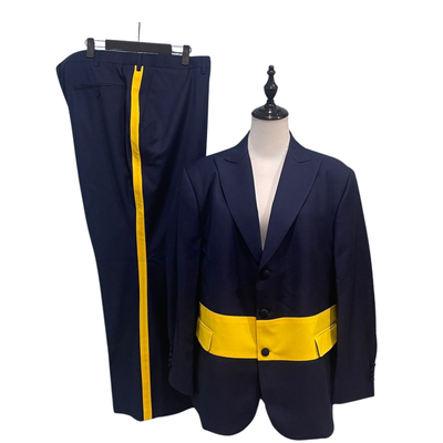 Blue and yellow stripe suit (University of Michigan-themed)