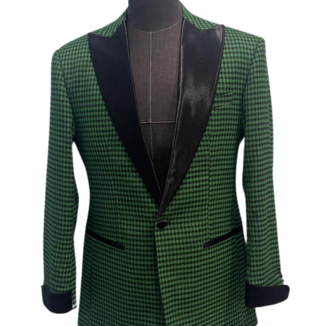 Green and Black Houndstooth Suit