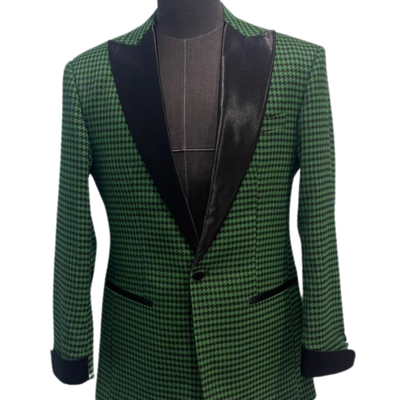 Green and Black Houndstooth Suit
