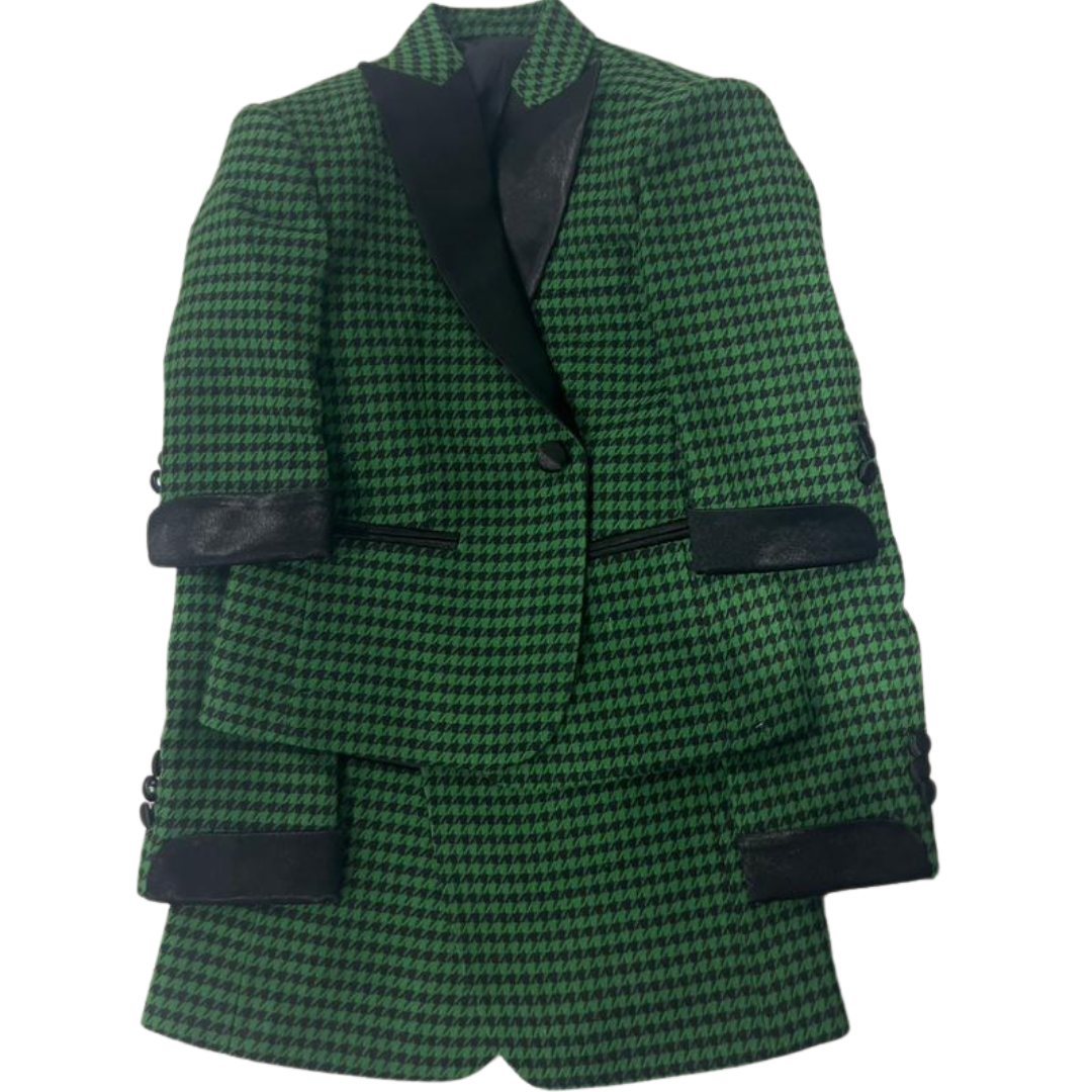 Green and Black Houndstooth Suit