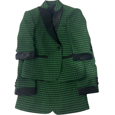 Green and Black Houndstooth Suit