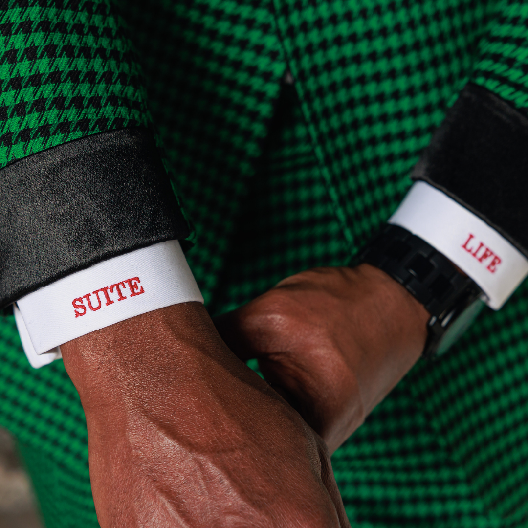 Green and Black Houndstooth Suit