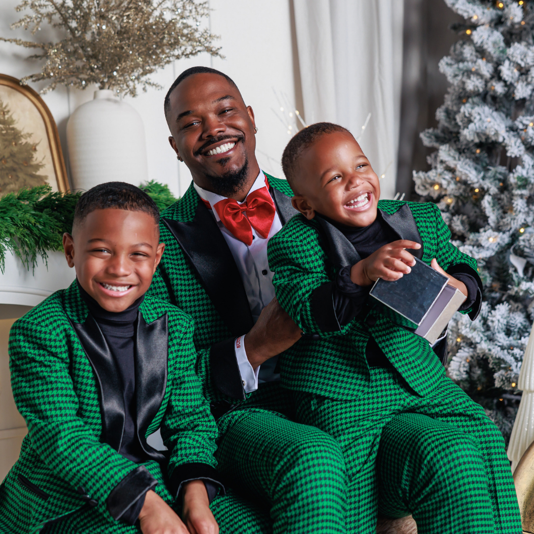 Green and Black Houndstooth Suit