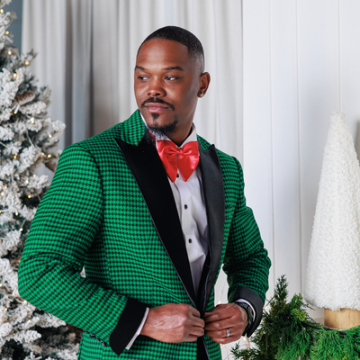 Green and Black Houndstooth Suit