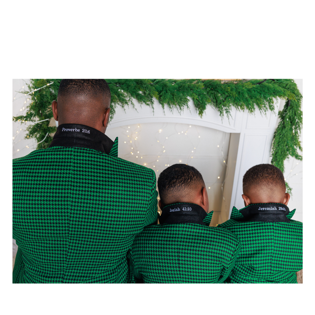 Green and Black Houndstooth Suit