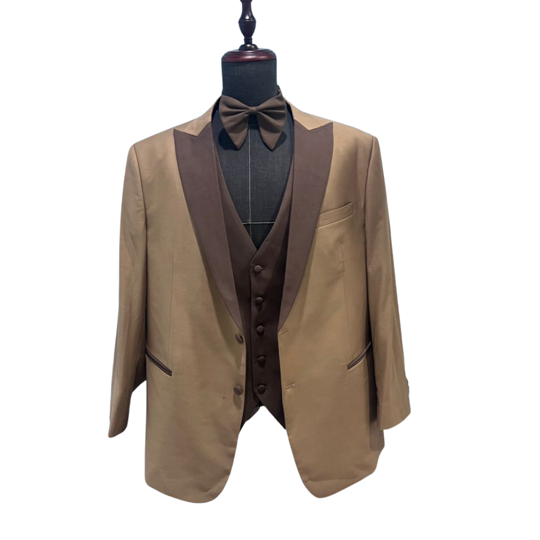 Double brown single breasted 3-piece suit