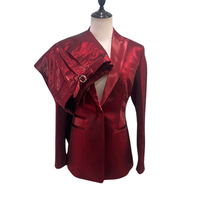 Burgundy Satin women's suit