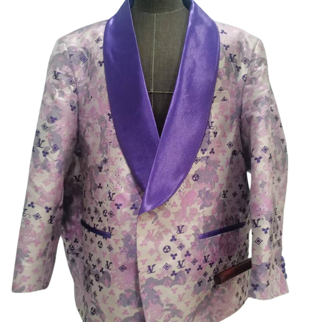 Purple Custom LV Print Suit