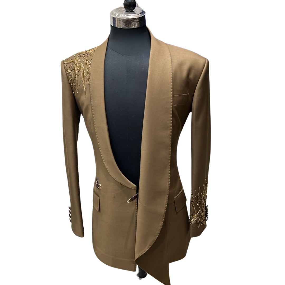Brown Italian style Suit with brown embellishments