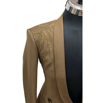 Brown Italian style Suit with brown embellishments