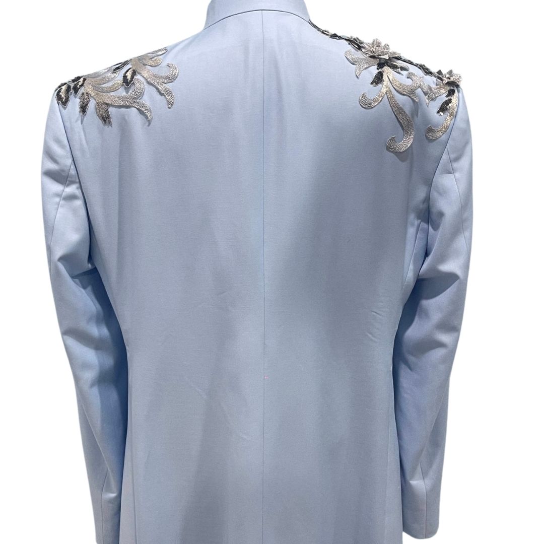 SKY BLUE MILITARY JACKET WITH EMBELLISHMENTS