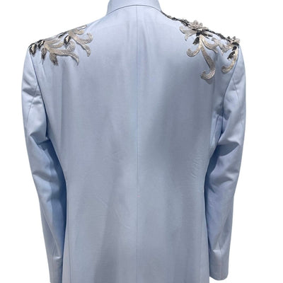 SKY BLUE MILITARY JACKET WITH EMBELLISHMENTS