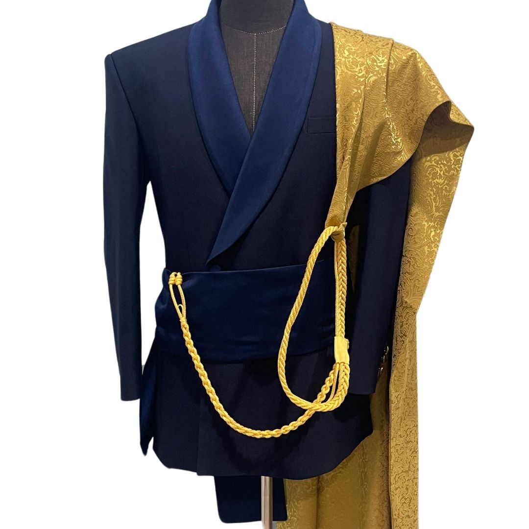 NAVY BLUE SUIT WITH GOLD ROPE AND GOLD EMBELLISHMENTS