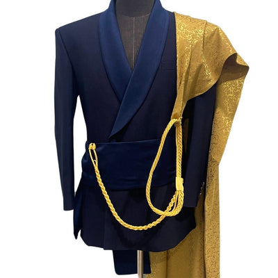 NAVY BLUE SUIT WITH GOLD ROPE AND GOLD EMBELLISHMENTS