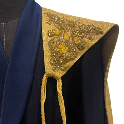 NAVY BLUE SUIT WITH GOLD ROPE AND GOLD EMBELLISHMENTS