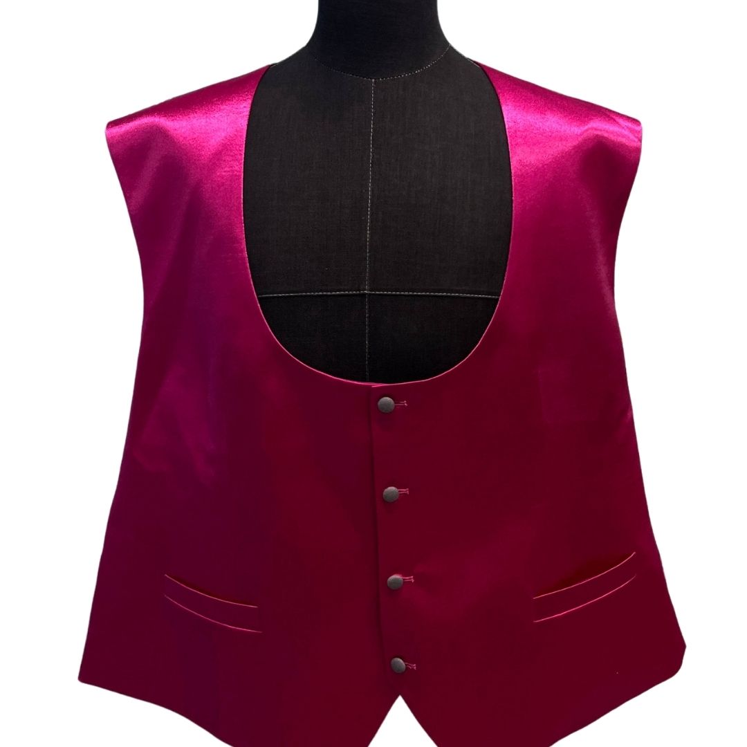 GREY JACQUARD AND HOT PINK SUIT