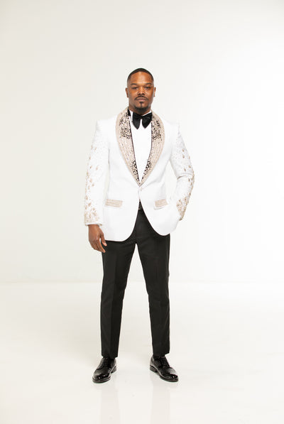 White crystalized blazer