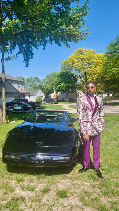 Purple Jacquard 2-piece Suit