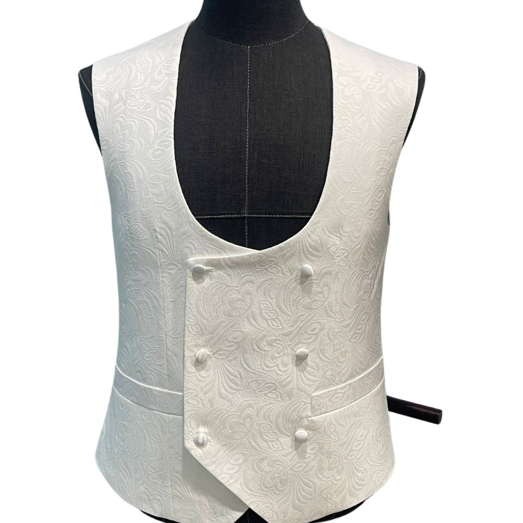 WHITE JACQUARD 3-PIECE SUIT