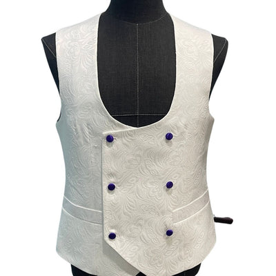 WHITE AND PURPLE JACQUARD 3-PIECE SUIT
