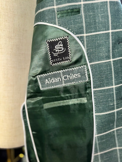 Green & White Windowpane Suit