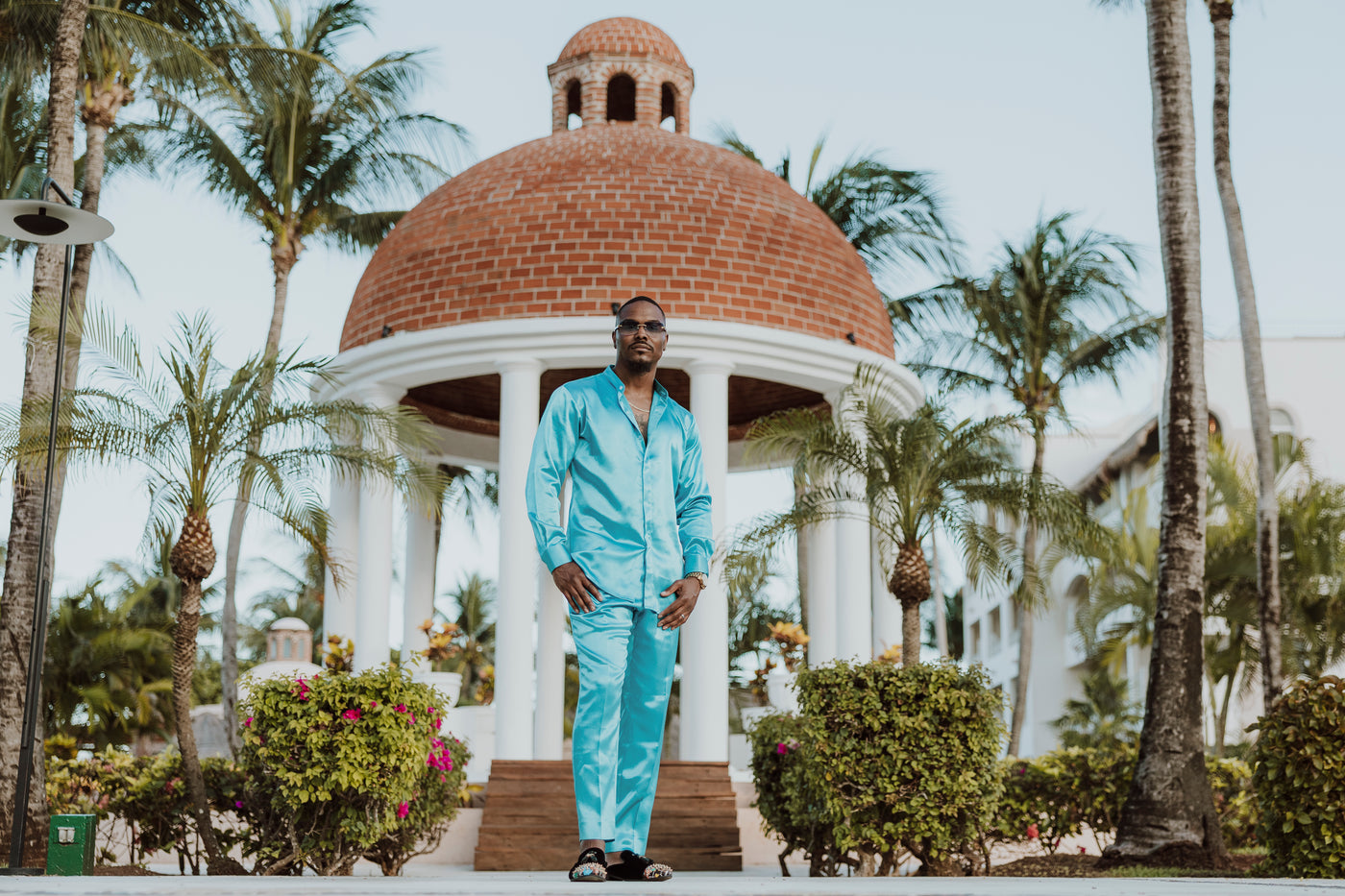 Blue Satin 2-Piece Set