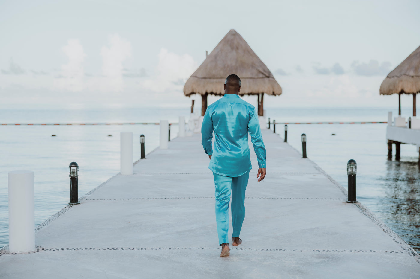 Blue Satin 2-Piece Set