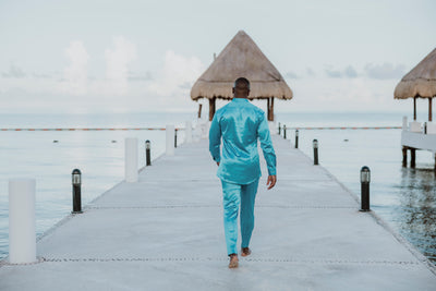 Blue Satin 2-Piece Set