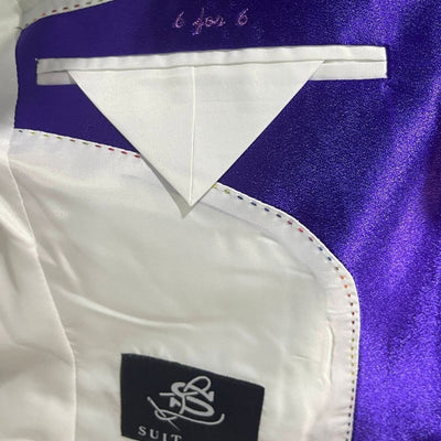 WHITE AND PURPLE JACQUARD 3-PIECE SUIT