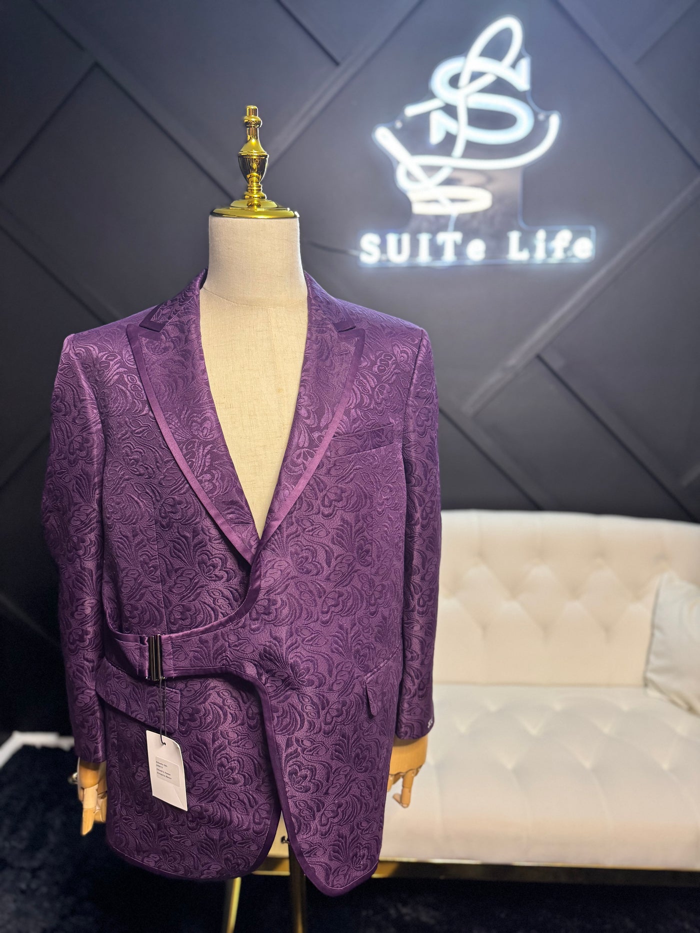 Purple Butterfly Jacquard suit w/ Buckle