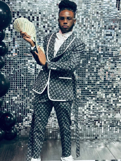 Dark grey LV Print suit