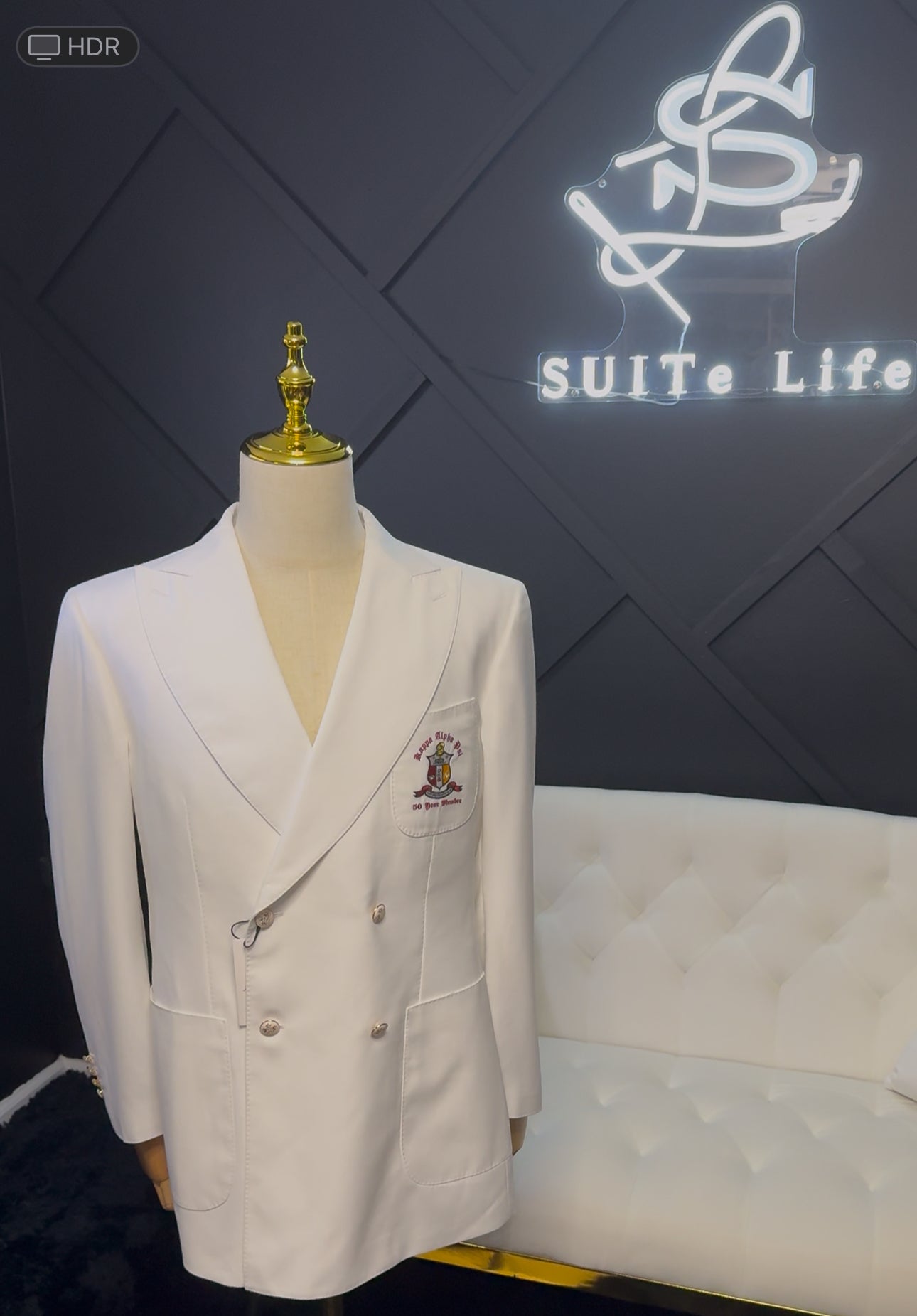 WHITE KAPPA ALPHA PSI DOUBLE BREASTED BLAZER (50-YEAR MEMBER BROTHERS)