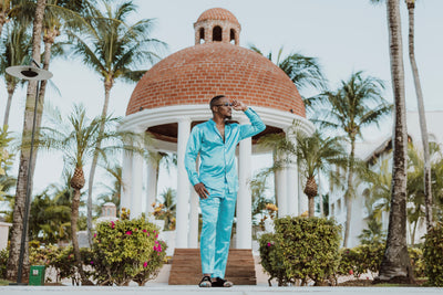 Blue Satin 2-Piece Set