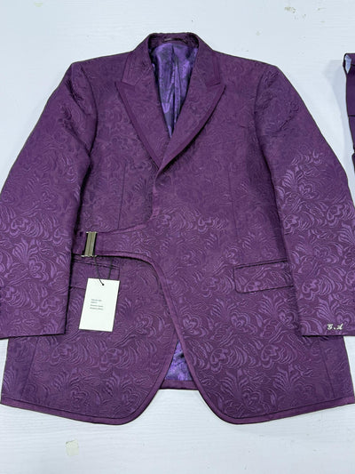 Purple Butterfly Jacquard suit w/ Buckle