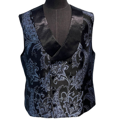 BLACK AND BLUE JAQUARD 3-PIECE SUIT