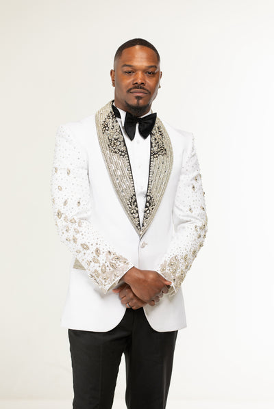 White crystalized blazer