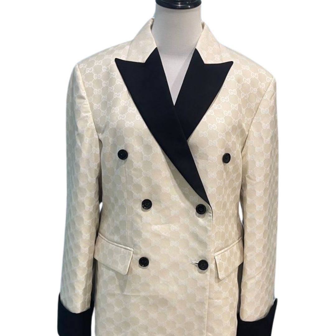 CREAM AND BLACK GG DOUBLE BREASTED SUIT