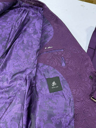 Purple Butterfly Jacquard suit w/ Buckle