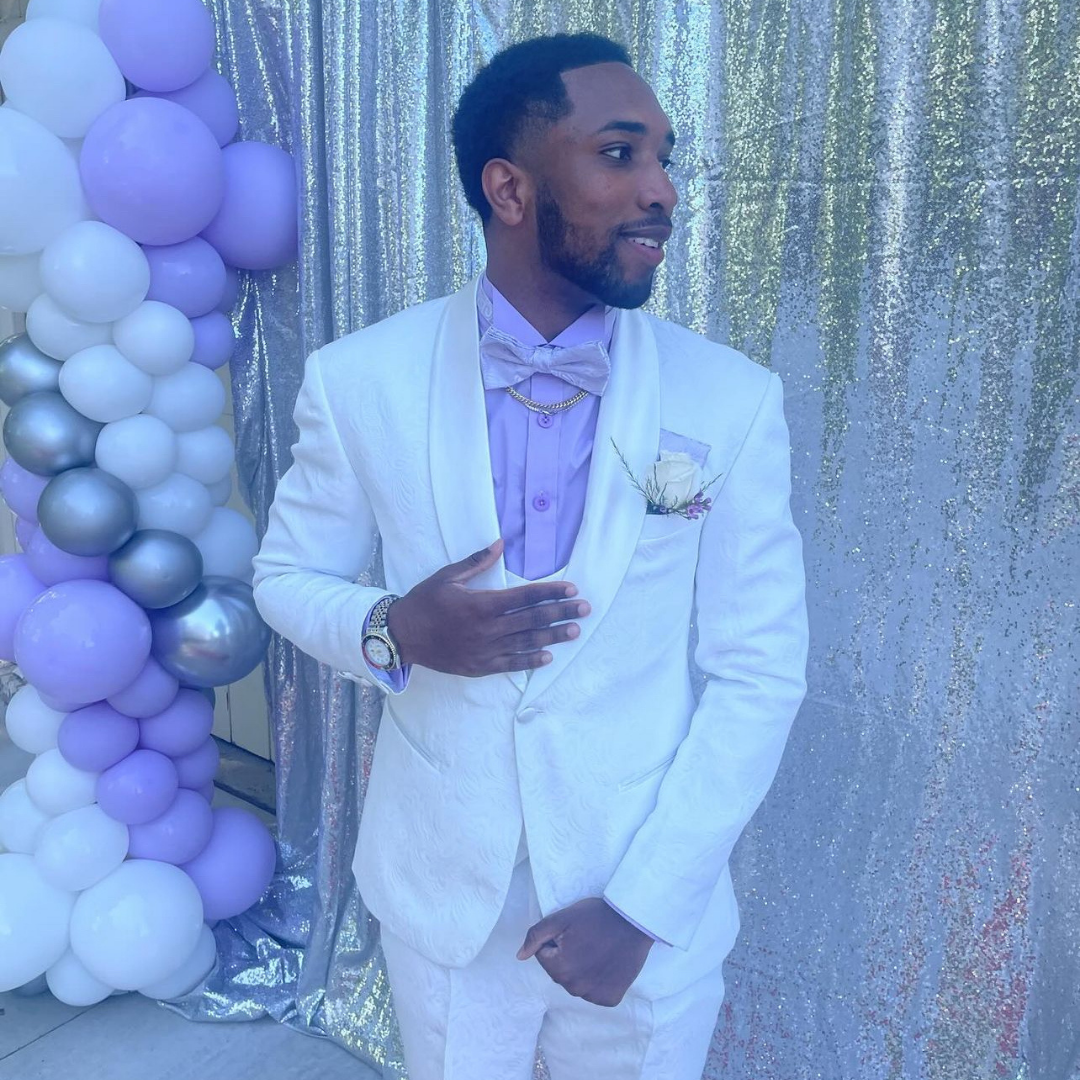 WHITE JACQUARD 3-PIECE SUIT