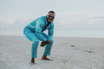 Blue Satin 2-Piece Set