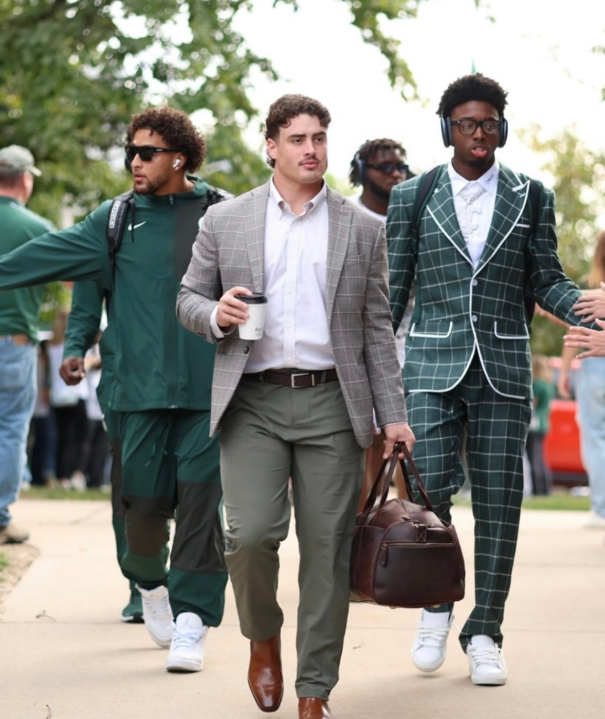 Green & White Windowpane Suit