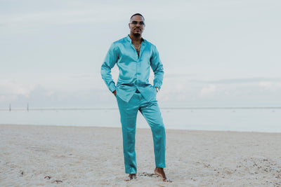 Blue Satin 2-Piece Set