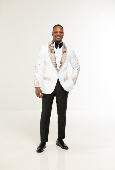 White crystalized blazer