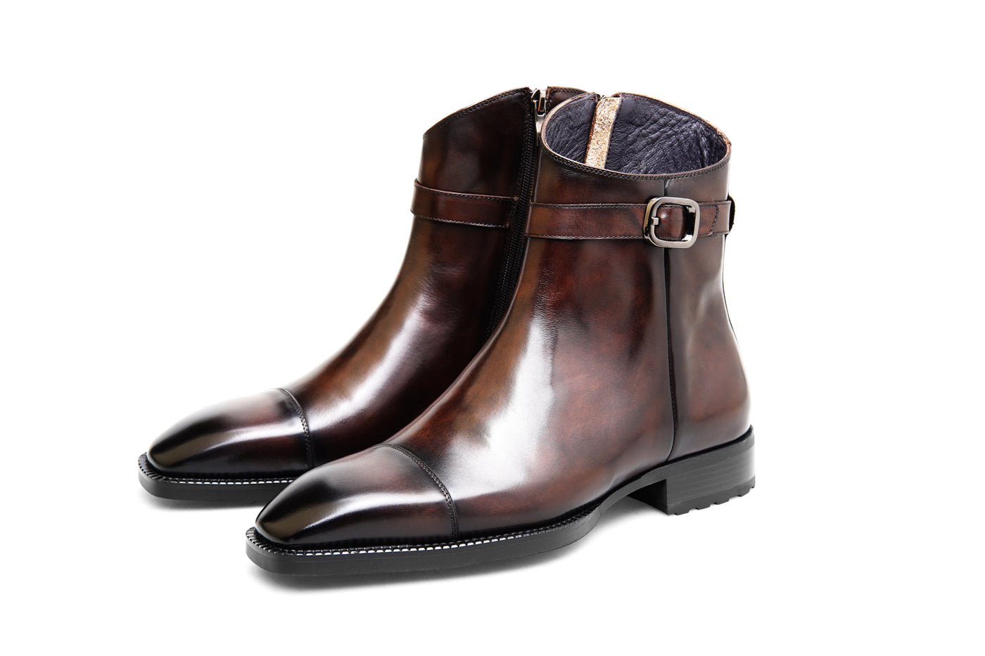 Zip-Up Monk Strap Boots