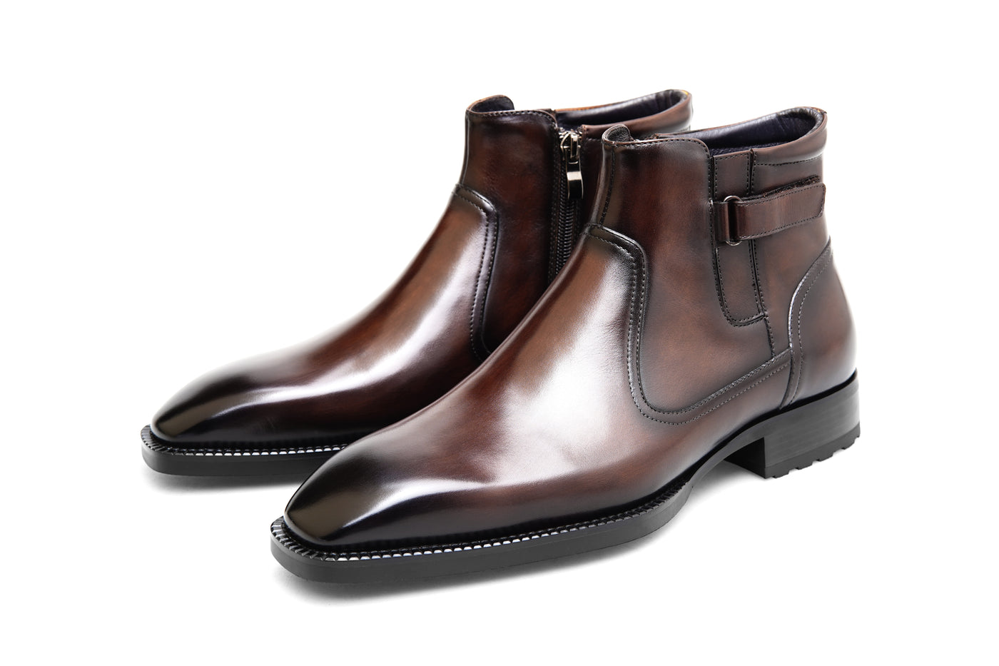 Zip-Up Monk Strap Boots