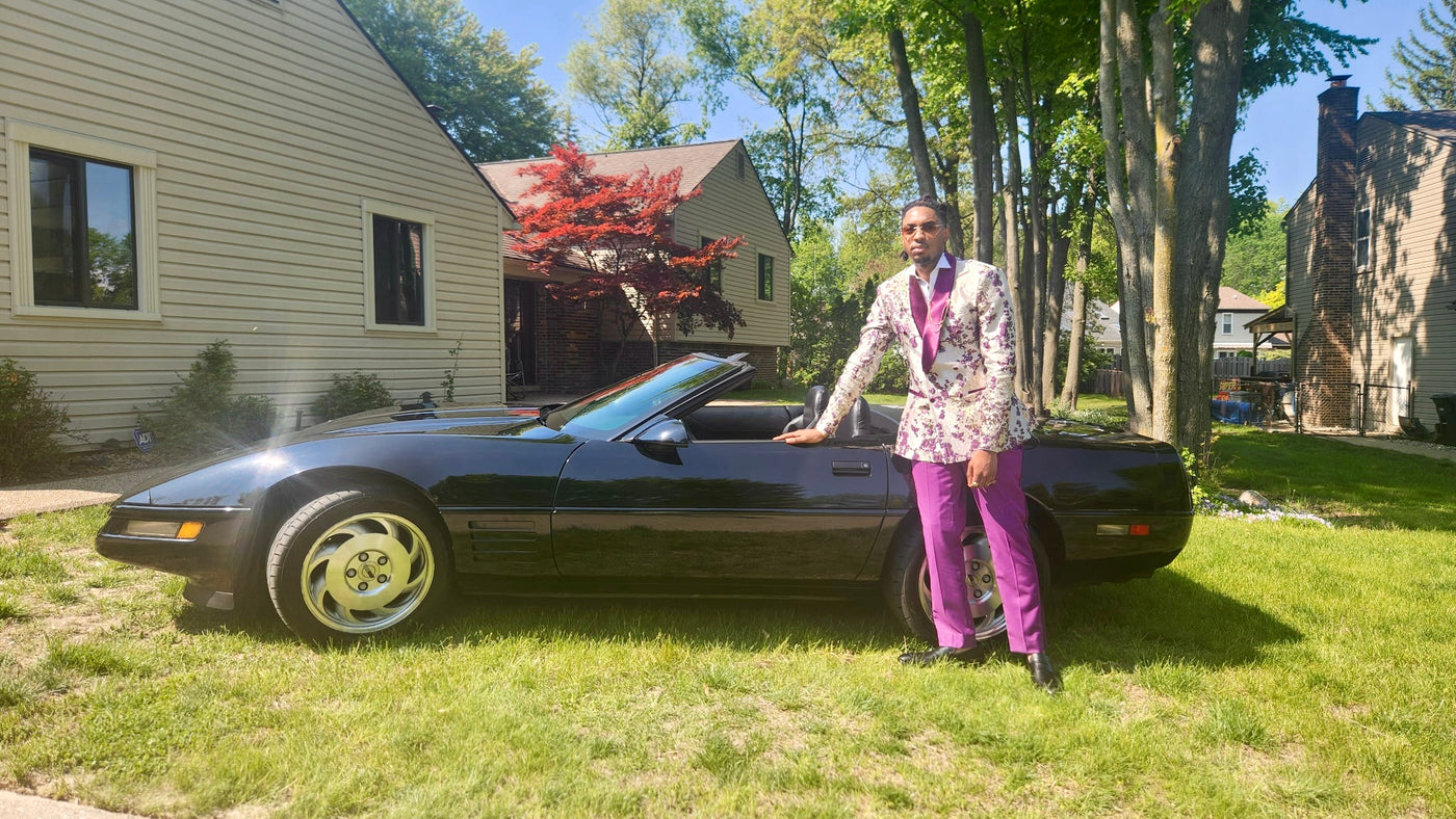 Purple Jacquard 2-piece Suit